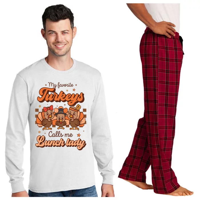 My Favorite Turkeys Calls Me Lunch Lady Groovy Thanksgiving Long Sleeve Pajama Set