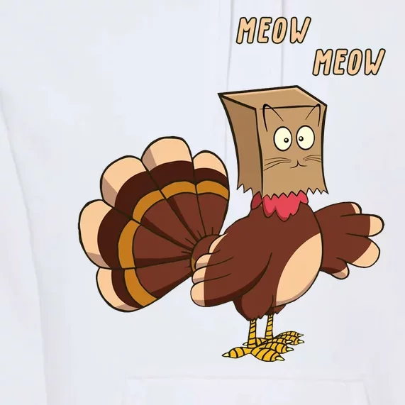 Meow Funny Thanksgiving Turkey Cat Lover Premium Hoodie