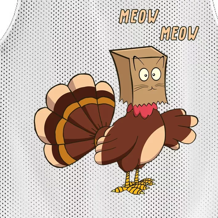 Meow Funny Thanksgiving Turkey Cat Lover Mesh Reversible Basketball Jersey Tank