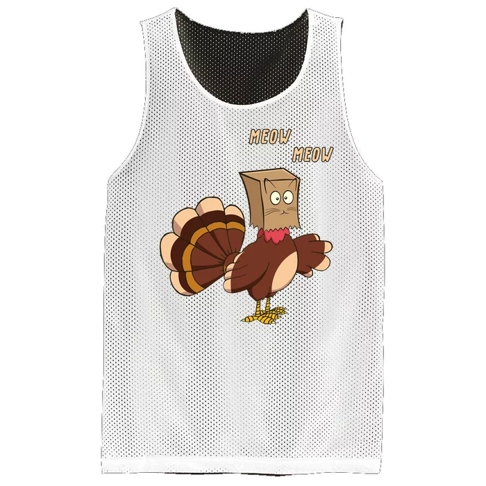 Meow Funny Thanksgiving Turkey Cat Lover Mesh Reversible Basketball Jersey Tank