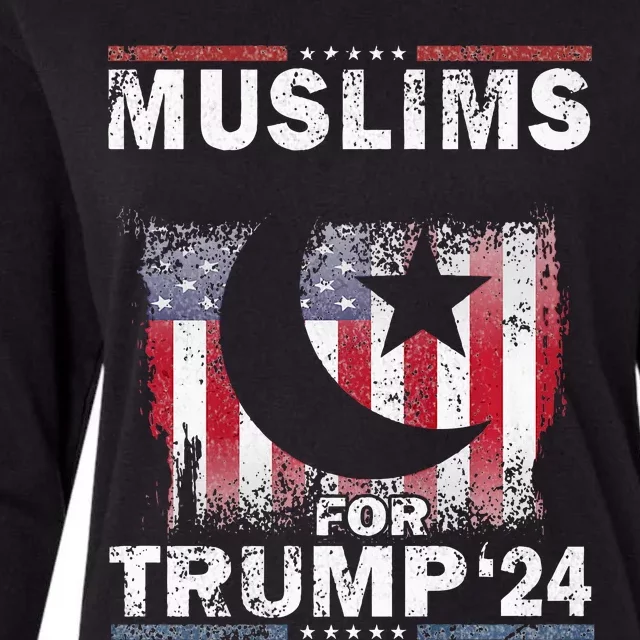 Muslims For Trump 2024 Donald Trump 2024 Elections Usa Flag Premium Womens Cotton Relaxed Long Sleeve T-Shirt