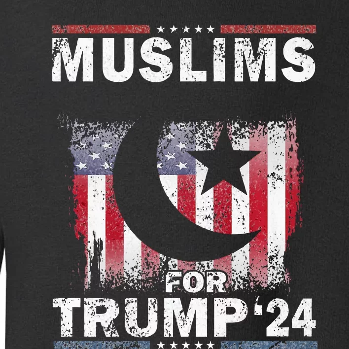 Muslims For Trump 2024 Donald Trump 2024 Elections Usa Flag Premium Toddler Sweatshirt