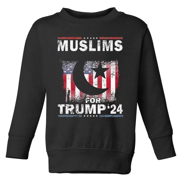 Muslims For Trump 2024 Donald Trump 2024 Elections Usa Flag Premium Toddler Sweatshirt