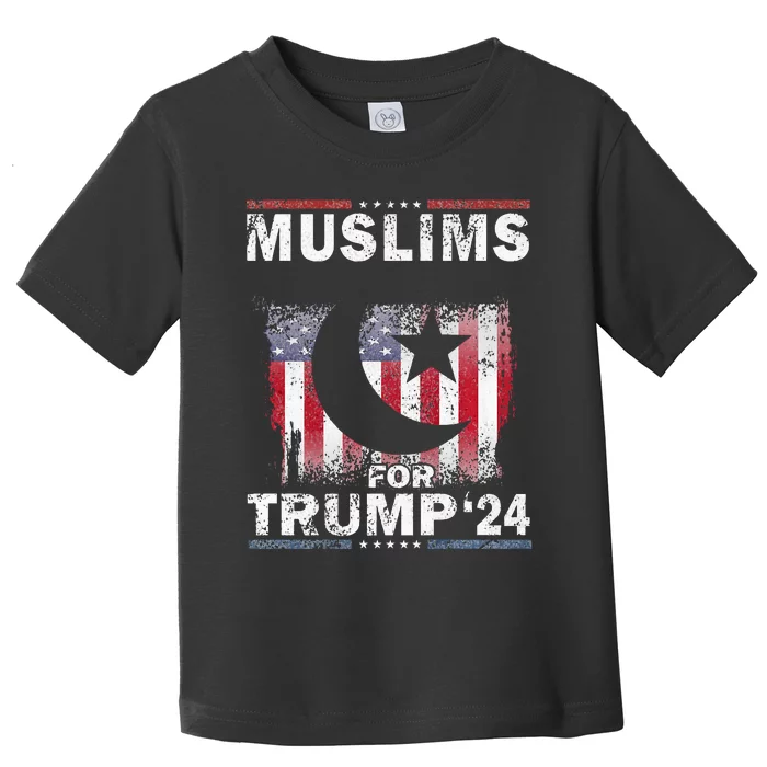 Muslims For Trump 2024 Donald Trump 2024 Elections Usa Flag Premium Toddler T-Shirt