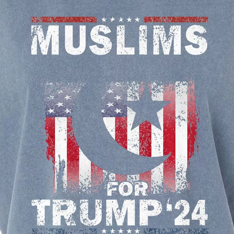 Muslims For Trump 2024 Donald Trump 2024 Elections Usa Flag Premium Garment-Dyed Women's Muscle Tee