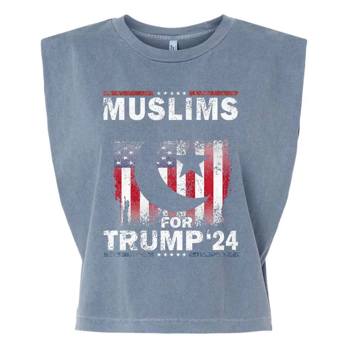 Muslims For Trump 2024 Donald Trump 2024 Elections Usa Flag Premium Garment-Dyed Women's Muscle Tee