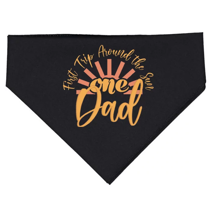 My First Trip Around The Sun Fall 1st Birthday Dad USA-Made Doggie Bandana