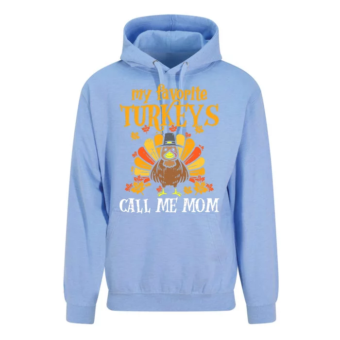 My Favorite Turkey Call Me Mom Cool Thanksgiving Unisex Surf Hoodie