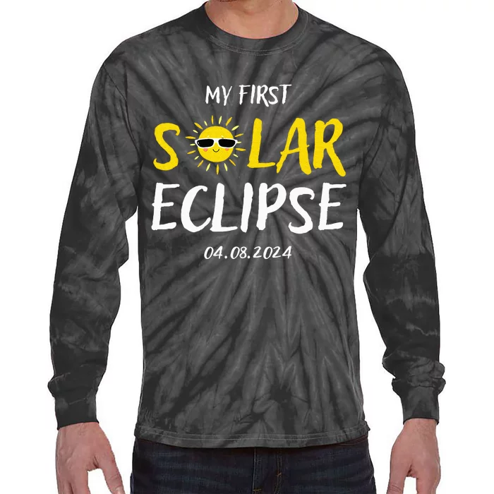 My First Total Solar Eclipse April 8th Tie-Dye Long Sleeve Shirt