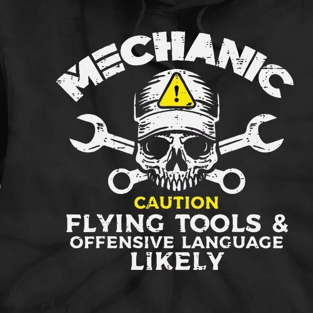 Mechanic Flying Tools Wrench Funny Car Auto Garage Dad Tie Dye Hoodie