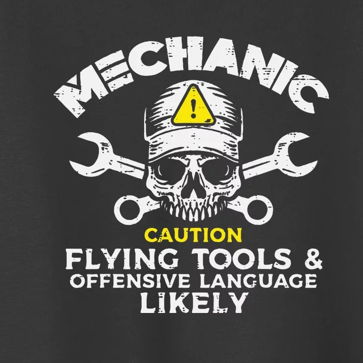 Mechanic Flying Tools Wrench Funny Car Auto Garage Dad Toddler T-Shirt