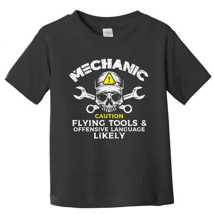 Mechanic Flying Tools Wrench Funny Car Auto Garage Dad Toddler T-Shirt