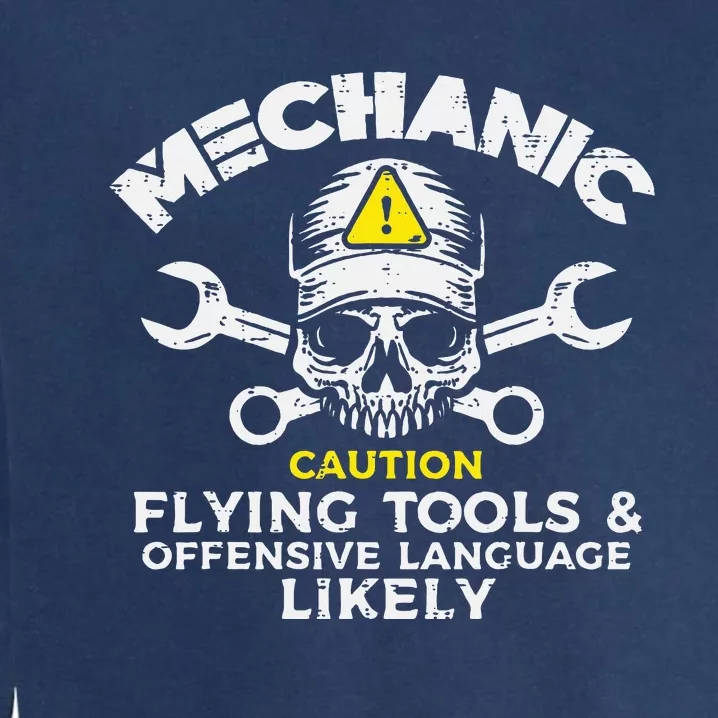 Mechanic Flying Tools Wrench Funny Car Auto Garage Dad Garment-Dyed Sweatshirt