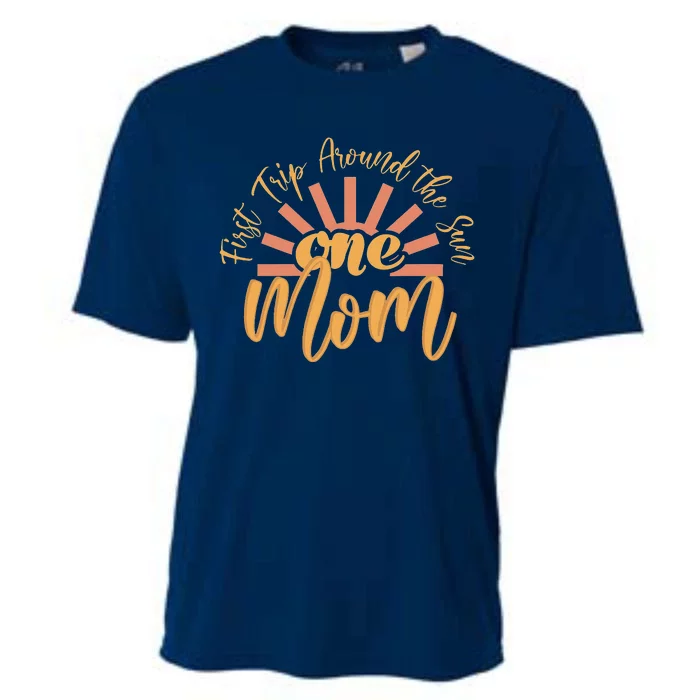 My First Trip Around The Sun Fall 1st Birthday Mom Cooling Performance Crew T-Shirt