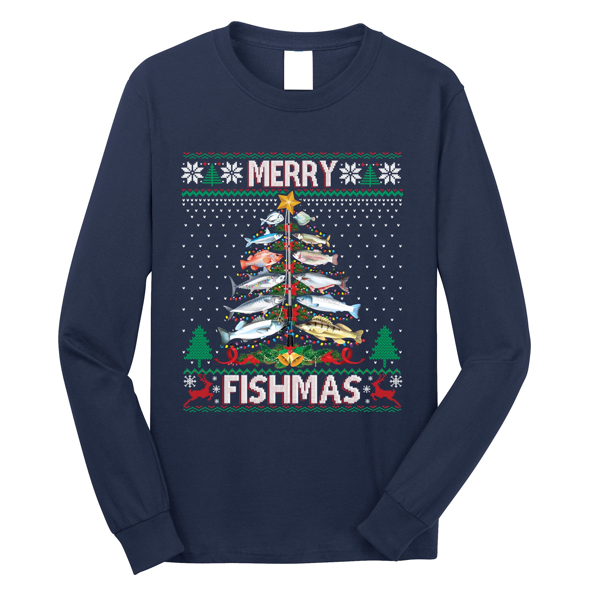  Merry Fishmas Santa Fishing Ugly Christmas Sweater