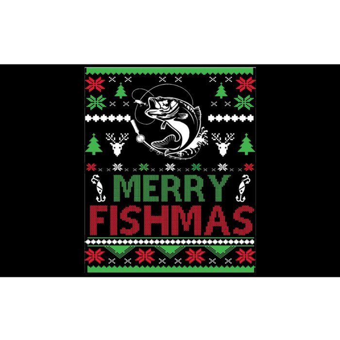 Merry Fishmas Ugly Christmas Apparel Bass Fish Gift Bumper Sticker