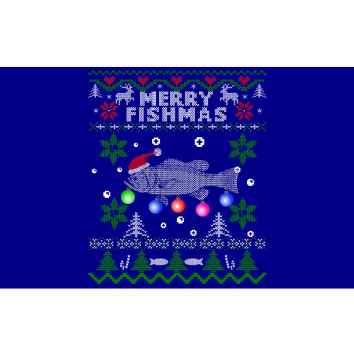 Merry Fishmas Ugly Christmas Fishing Funny Gift Large Mouth Bass Gift Bumper Sticker