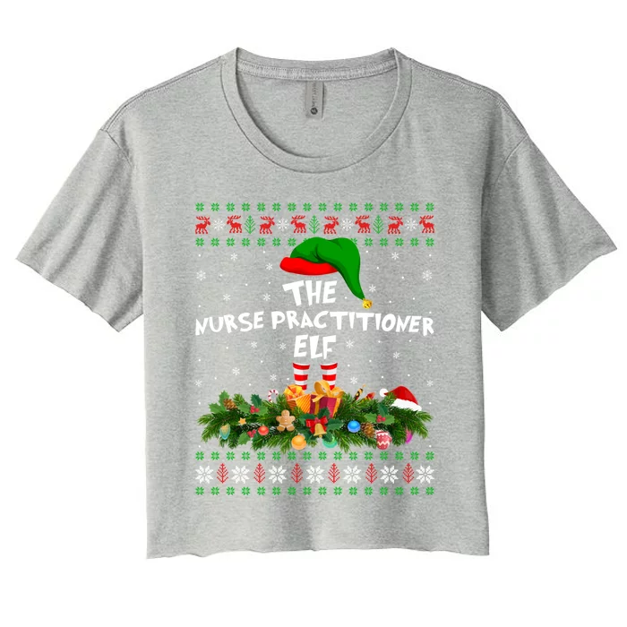 Matching Family Ugly The Nurse Practitioner Elf Christmas Cool Gift Women's Crop Top Tee