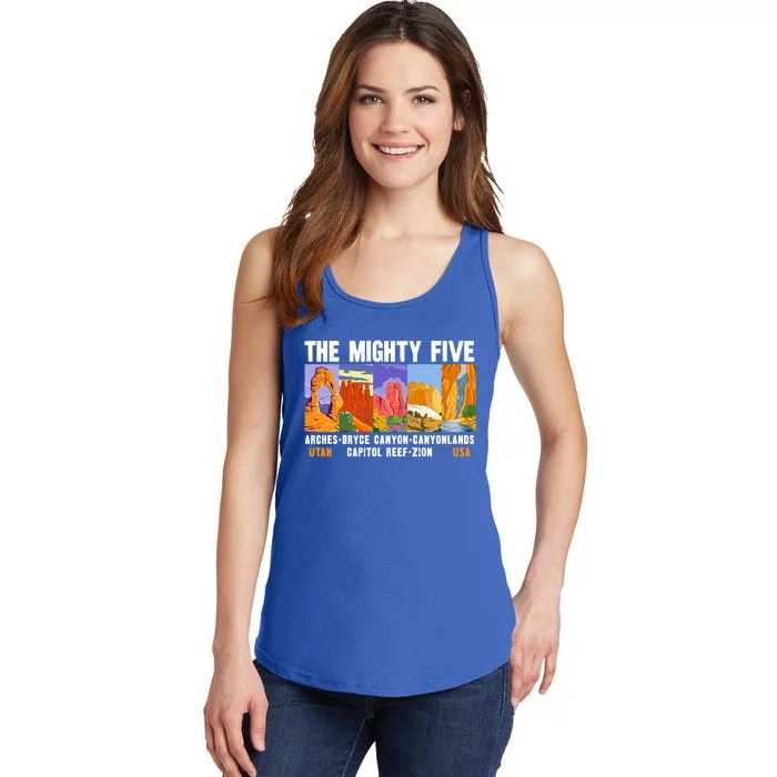 Mighty Five Utah National Parks Distressed Vintage Great Gift Ladies Essential Tank