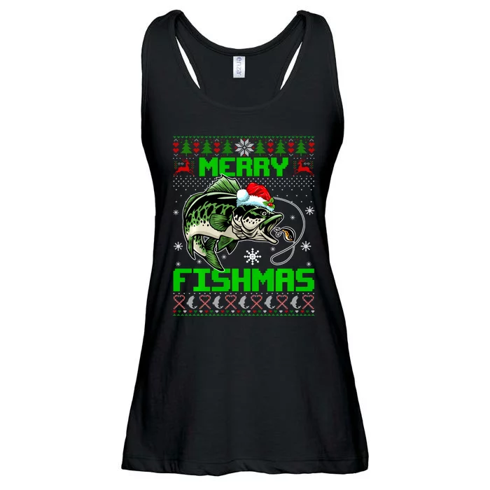 Merry Fishmas Ugly Christmas Sweater Fishing Fisherman Santa Sweat Ladies Essential Flowy Tank