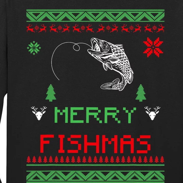 Merry Fishmas Ugly Fishing Christmas Tall Long Sleeve T-Shirt