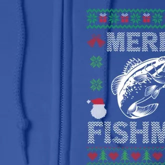 Merry Fishmas Ugly Christmas Fishing Fisher Fish Gift Full Zip Hoodie