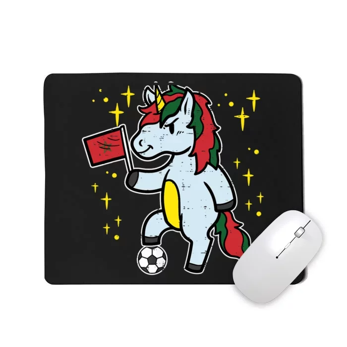 Morocco Flag Unicorn Football Soccer Fan Wo Girls Mousepad