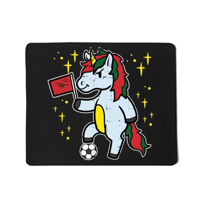 Morocco Flag Unicorn Football Soccer Fan Wo Girls Mousepad