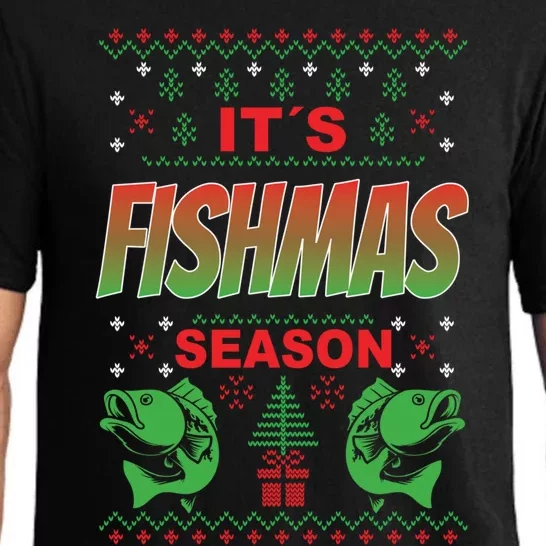 Merry Fishmas Ugly Sweater Bass Fishing Christmas Gift Pajama Set