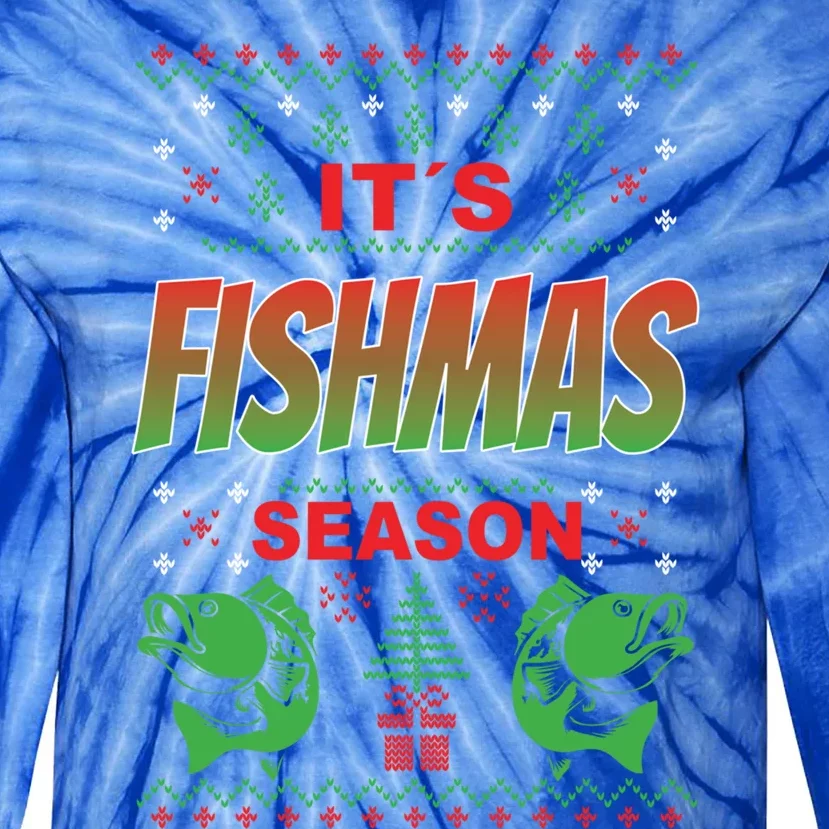 Merry Fishmas Ugly Sweater Bass Fishing Christmas Gift Tie-Dye Long Sleeve Shirt