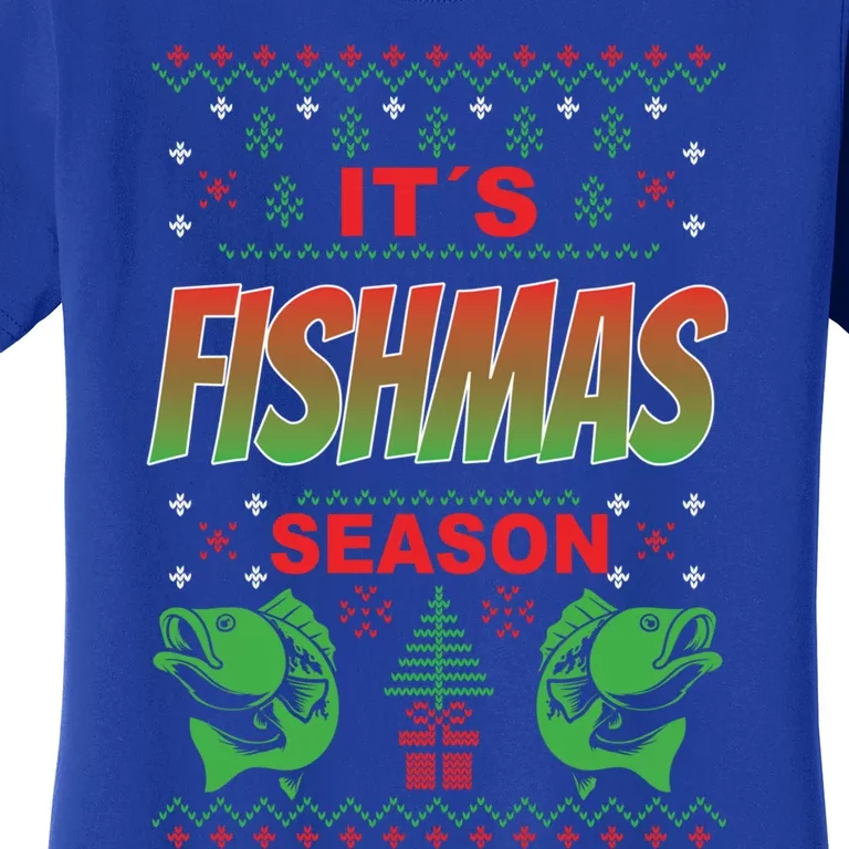 Merry Fishmas Ugly Sweater Bass Fishing Christmas Gift Women's T-Shirt