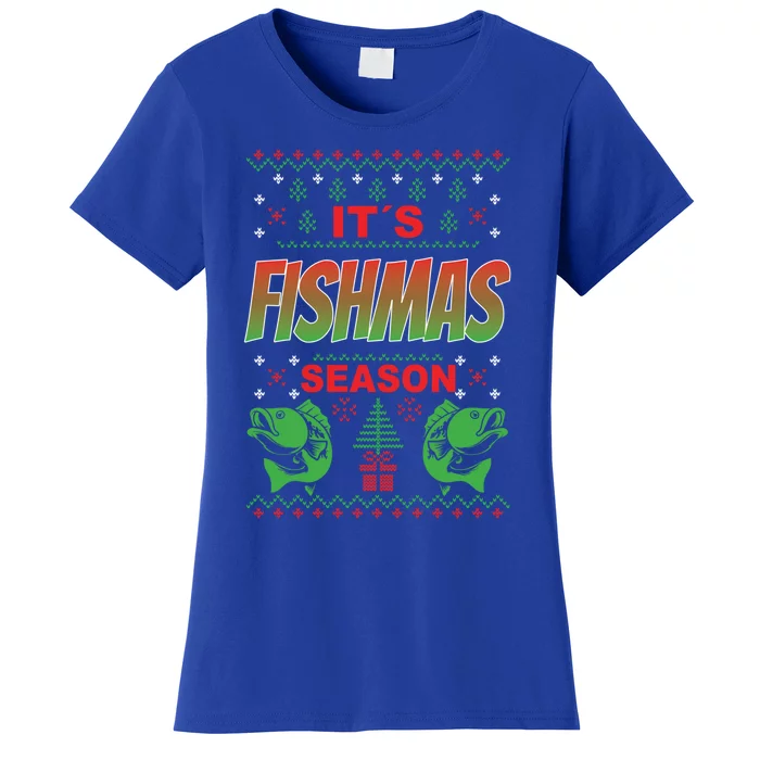 Merry Fishmas Ugly Sweater Bass Fishing Christmas Gift Women's T-Shirt