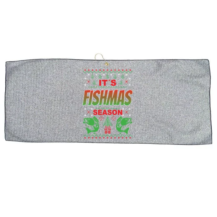 Merry Fishmas Ugly Sweater Bass Fishing Christmas Gift Large Microfiber Waffle Golf Towel