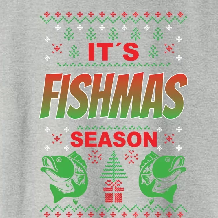 Merry Fishmas Ugly Sweater Bass Fishing Christmas Gift Women's Crop Top Tee