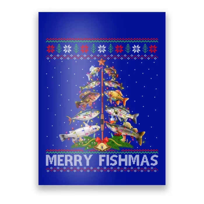 Merry Fishmas Ugly Sweater Fish Fishing Christmas Tree Gift Poster