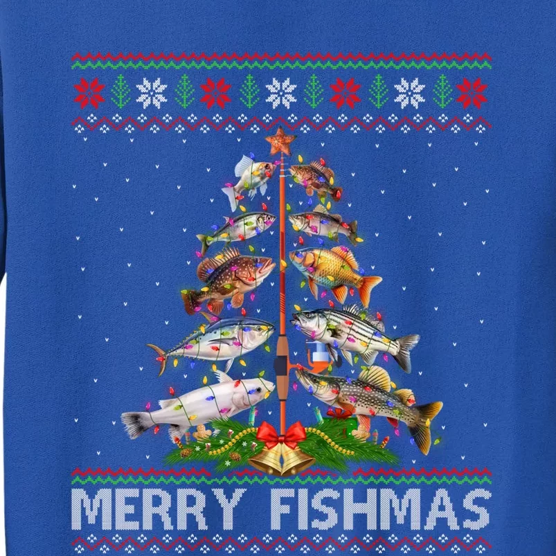 Merry Fishmas Ugly Sweater Fish Fishing Christmas Tree Gift Tall Sweatshirt