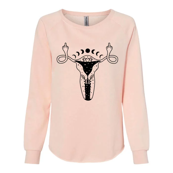 Middle Finger Uterus Women Rights Womens California Wash Sweatshirt