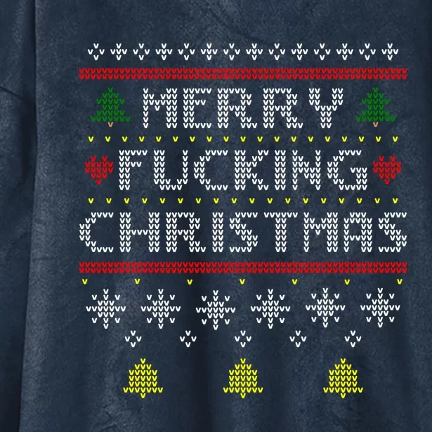 Merry Fucking Ugly Christmas Gift Adult Hooded Wearable Blanket