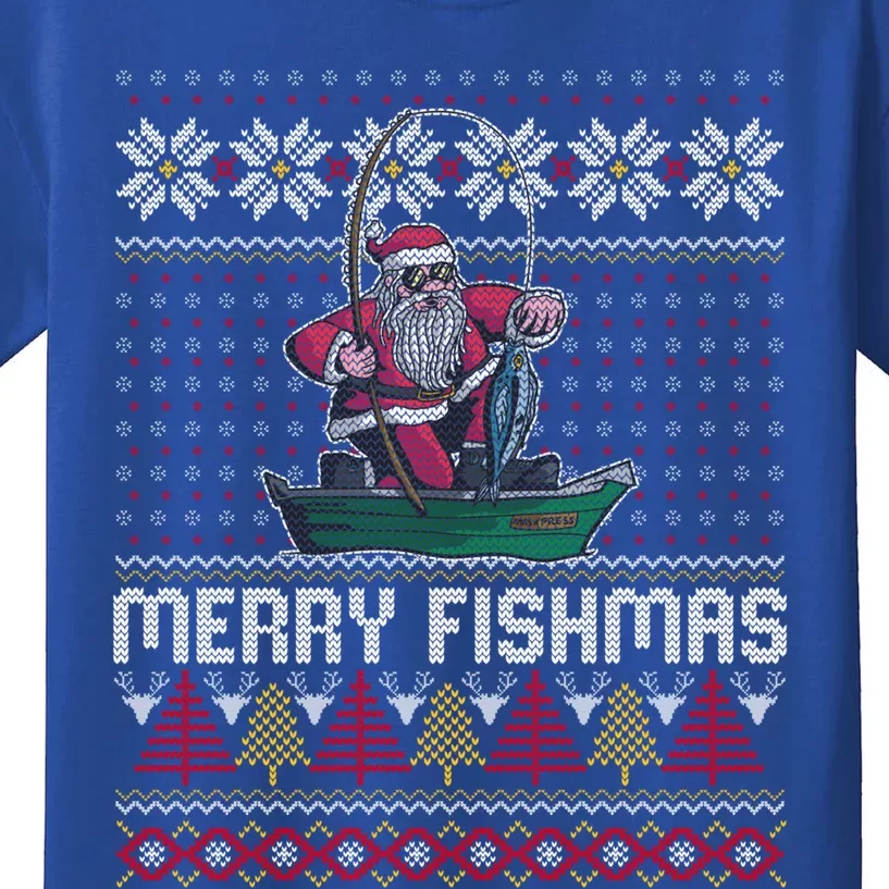 Merry Fishmas Ugly Christmas Design Gift Kids T-Shirt