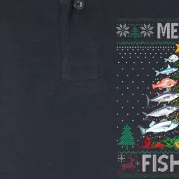 Merry Fishmas Ugly Sweater Fish Fishing Rod Christmas Tree Softstyle Adult Sport Polo