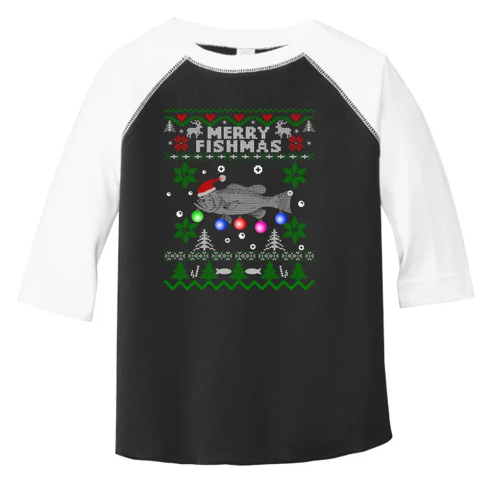 Merry Fishmas Ugly Christmas Fishing Gifts Large Mouth Bass Toddler Fine Jersey T-Shirt