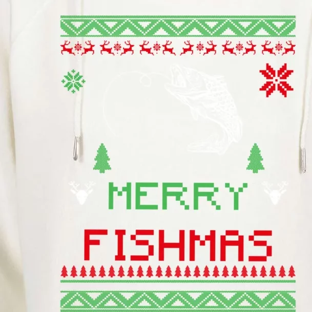 Merry Fishmas Ugly Fishing Christmas Gift Womens Funnel Neck Pullover Hood