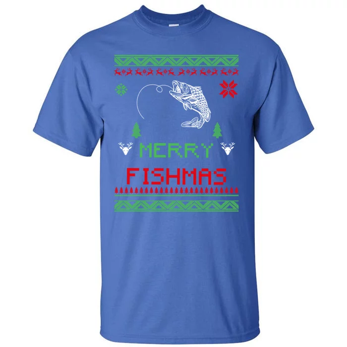 Merry Fishmas Ugly Fishing Christmas Gift Tall T-Shirt