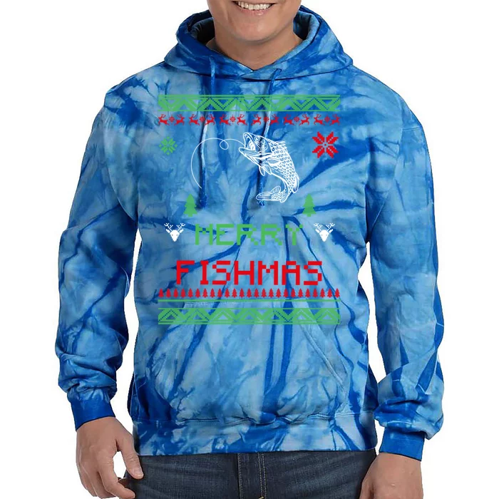 Merry Fishmas Ugly Fishing Christmas Gift Tie Dye Hoodie