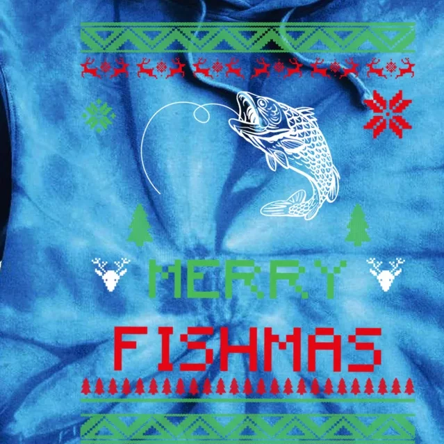 Merry Fishmas Ugly Fishing Christmas Gift Tie Dye Hoodie