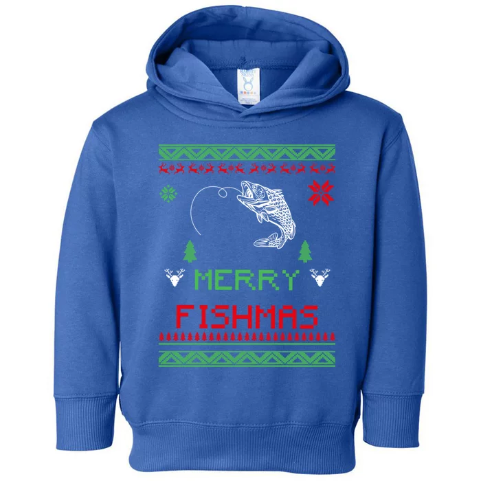 Merry Fishmas Ugly Fishing Christmas Gift Toddler Hoodie