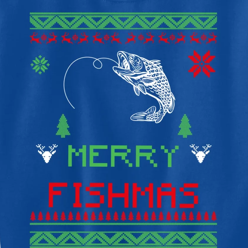 Merry Fishmas Ugly Fishing Christmas Gift Kids Sweatshirt