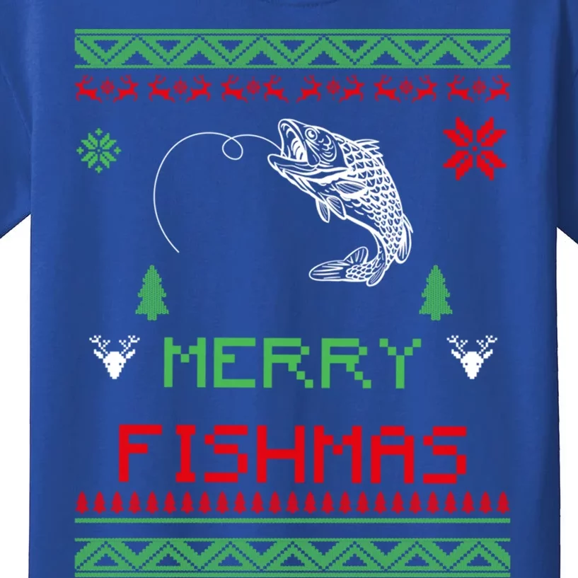 Merry Fishmas Ugly Fishing Christmas Gift Kids T-Shirt