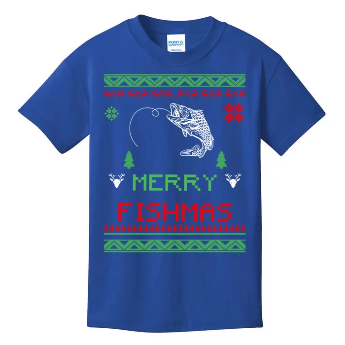 Merry Fishmas Ugly Fishing Christmas Gift Kids T-Shirt