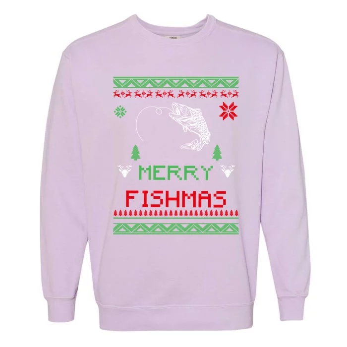 Merry Fishmas Ugly Fishing Christmas Gift Garment-Dyed Sweatshirt